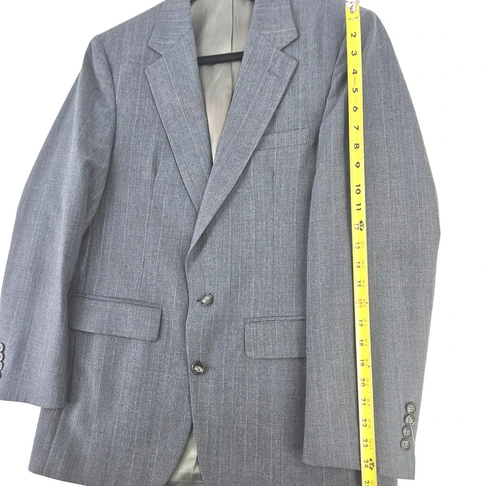 Vtg Rare Andhurst Striped Blue Red Yellow on Grey Suit 2 pc 70s/80s Med ~39R USA